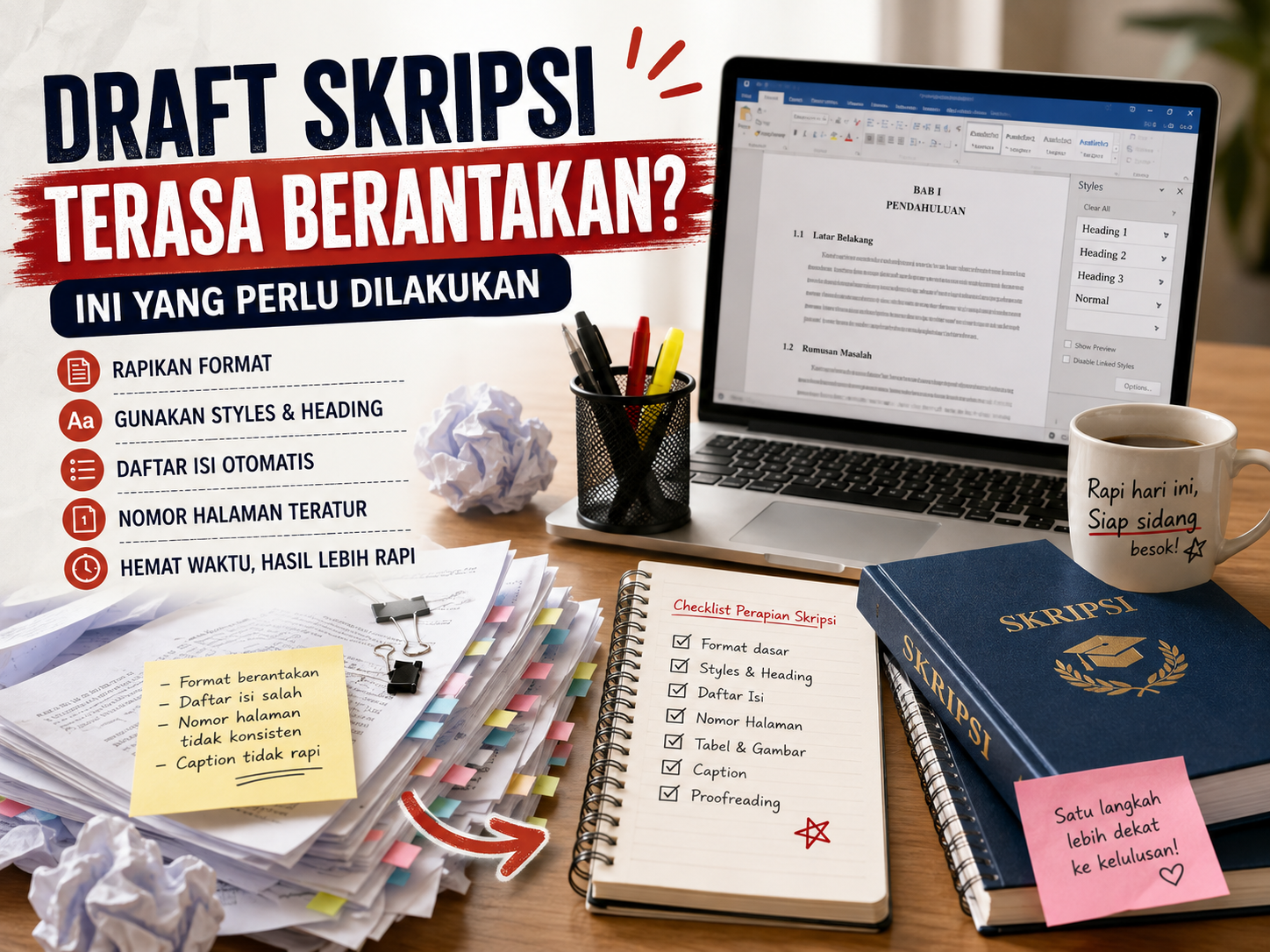 Draft Skripsi Terasa Berantakan? Ini yang Perlu Dilakukan